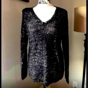 Elena Wang Loose Knit Metallic Shimmer Sweater women’s Sz Small